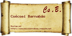 Csécsei Barnabás névjegykártya