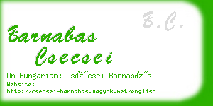 barnabas csecsei business card